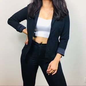 Eileen Fisher Three Button Black Blazer